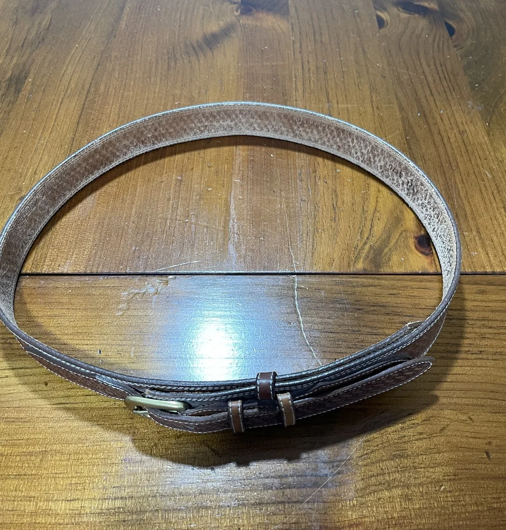Silver Creek Collection Unisex Vintage Tan Brown Basket Weave Layer Leather Belt